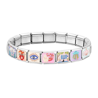 Fashion Drip Glaze Blue Eyes Colorful Butterfly Italian Charm Links Fit 9mm Stainless Steel Bracelet Jewelry DIY Making Beads
