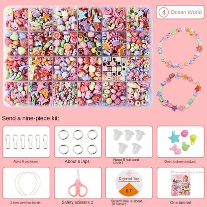 Arts Crafts DIY Handmade Beaded Kit Jewelry Set Handmade DIY Making Beads Kit DIY Creative Beads for Children Girl