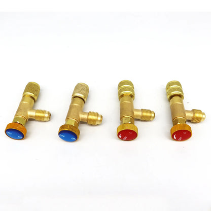 Air Conditioning Refrigerant Safety Valve R410A R22 1/4" 5/16" Refrigeration Charging Safety Liquid Adapter Hand Tool Parts