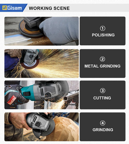Gisam 125mm M14 Brushless Angle Grinder 7 Gears Cordless Grinding Machine Cutting Woodworking Tools For Makita 18V Battery Pins