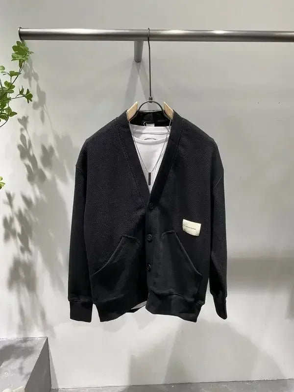 Men's Clothing Icon V Neck Cardigan Knit Sweater Male with Pockets Jumpers Tops Best Selling Products 2025 New in Knitwears A X