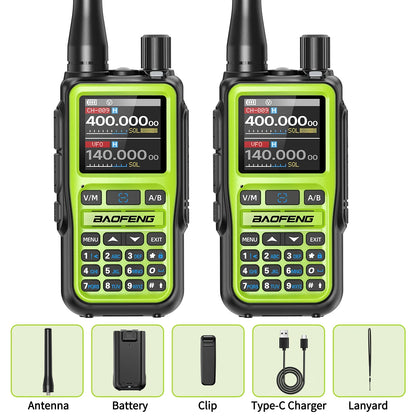 1/2PCS BAOFENG UV-5R Mini Walkie Talkie Dual PTT Wireless Bluetooth Programming Multi-Band Type-C Charge Long Range Ham Radio