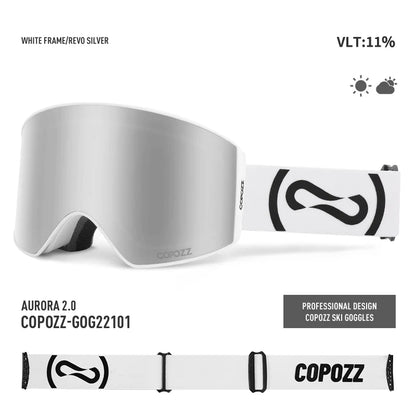 COPOZZ Magnetic Ski Goggles UV400 Protection Anti-Fog Ski Glasses Men Women Quick-Change Lens Snowboard Goggles with Two Options