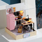DIY 3D Puzzles Wooden Toy Miniature Dollhouse Handmade Doll House Model Building Kits Coffee House Toys For Xmas Gifts