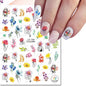 3d Nail Art Decals Watercolor Florals Purple Green Pink Flowers Leafs Fruit Adhesive Sliders Nail Stickers For Manicure