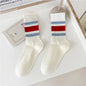 Men's Striped Basketball Medium Tube Socks Vintage Unisex female Couple Cottons Japanese Thick Towel Bottom male Sports Socks