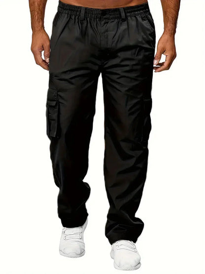 Men's Cargo Pants Sweatpants Outdoor Loose Straight Long Trousers Summer Casual Multi-Pocket Durable Workwear Male Trousers