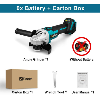 Gisam 125MM Brushless Electric Angle Grinder Variable Speed M14 Cutting Machine Woodworking Tool for Makita 18v Battery Pin