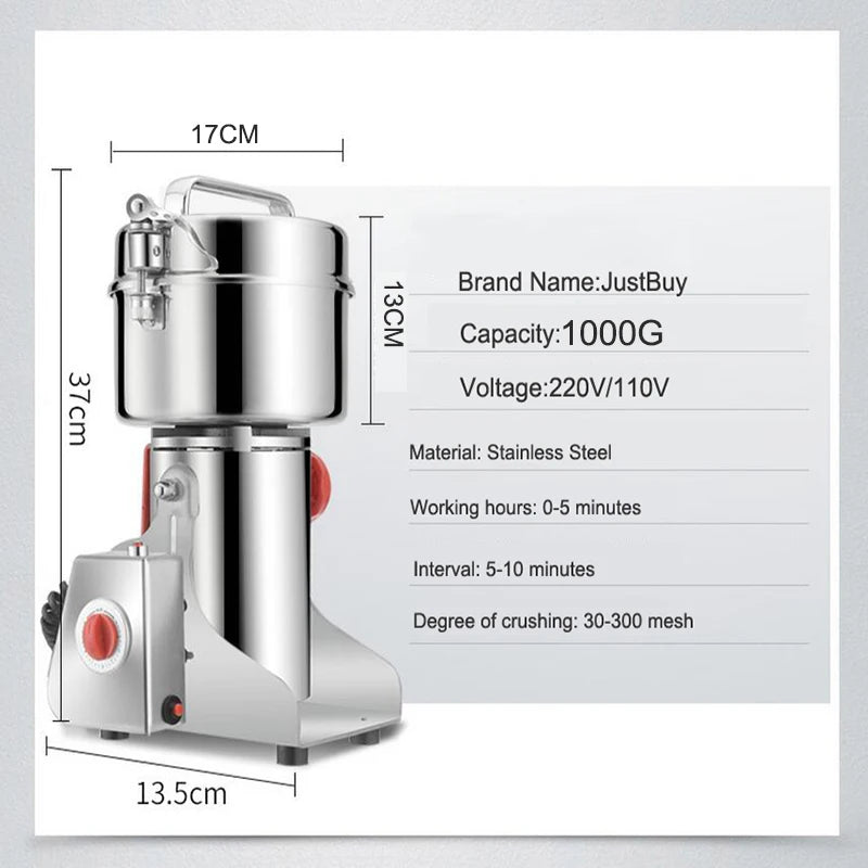 Parts Free Big Capacity 800G 3000W Herb Grinder Coffee Machine Grain Spices Mill Medicine Wheat Mixer Dry Food Grinder