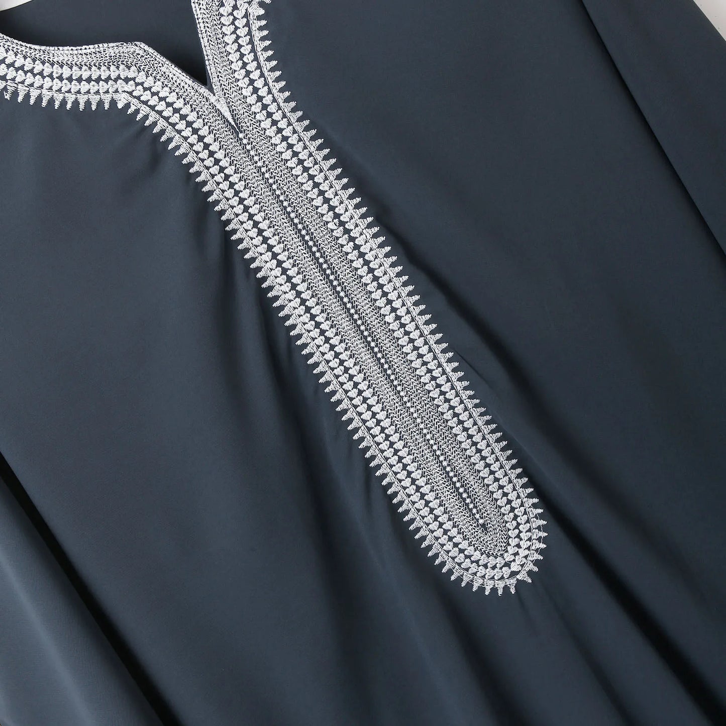 Summer 2025 Kaftan Muslim Men's Short Sleeve Embroidered Loose Casual Robe Breathable Islamic Abaya for Men