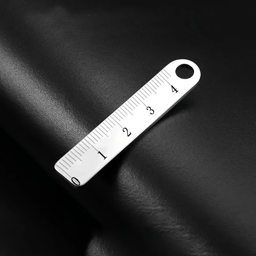 Portable Stainless Steel Mini Ruler with Keychain - Measuring Tool for Office and School Supplies