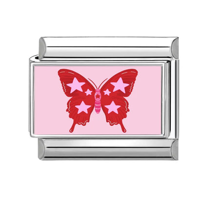 Y2K Red Pink Heart Dog Cat Flowers Italian Charm Link Fit 9mm Stainless Steel Jewelry DIY Making Bracelets For Gifts