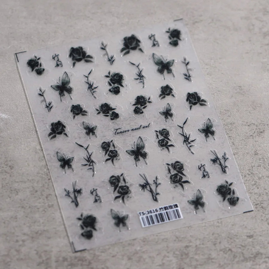 1pcs 5D Star Moon Nail Stickers Kawaii Pink Retro Bronzing Nail Art Sticker Decorations Decals DIY Adhesive Slider Accessories