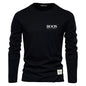 Embroidered 100% Pure Cotton Round Neck Long Sleeved Leisure Sports T-shirt for Men's High-quality Casual Outdoor Sports