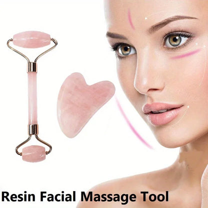 Facial Massage Roller With Gua Sha Stone Multifunctional Massager For Body Eye Acupoint Relief Anti-Aging Daily Skin Care Tools