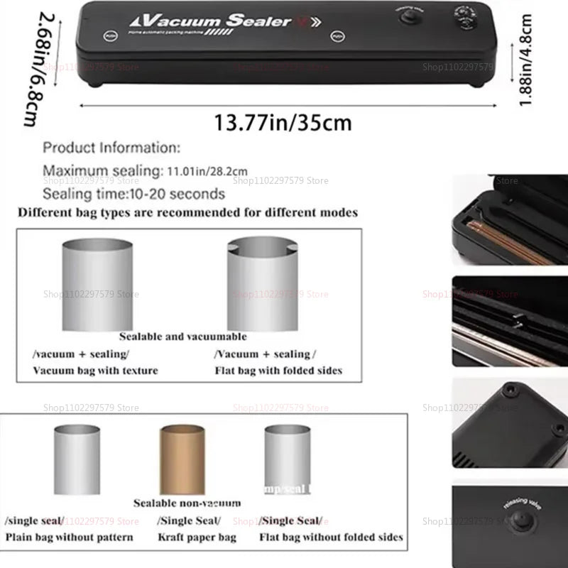 NEW 220V/110V electric vacuum sealant packaging machine, with vacuum bag link household food fresh black vacuum sealing machine