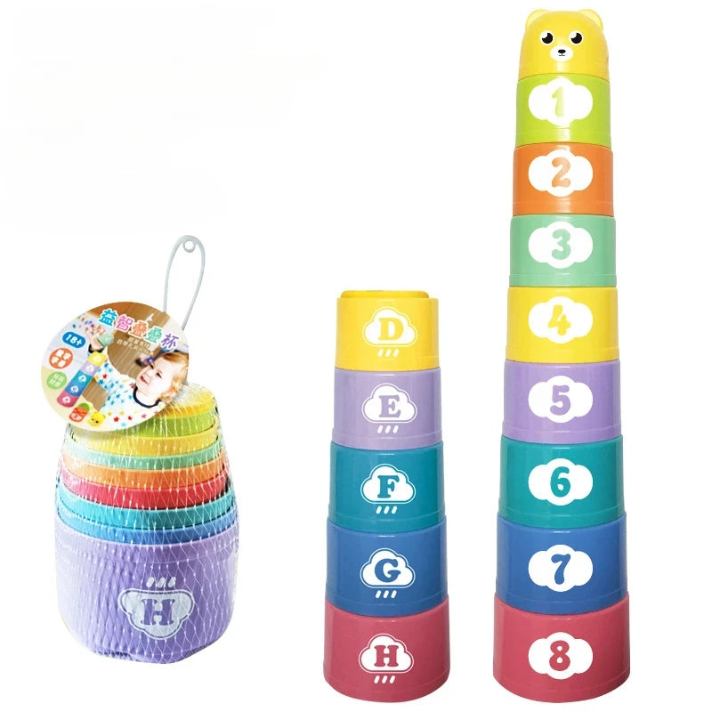 Kid Brain Response Battle Fold Cup Hand Speed Competition Fold Cup Baby Stack Game Early Education Puzzle Train Board Games Toy