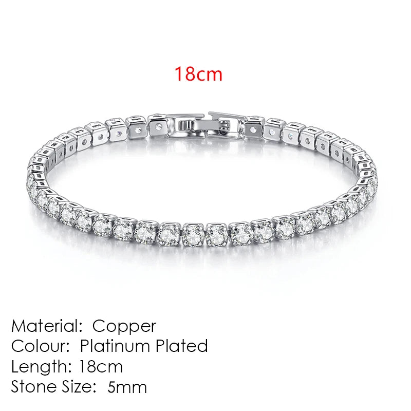 Fashion Multicolor Tennis Bracelet for Women 2.5/3/4/5mm Zirconia Charm Designer Tennis Chain Men Bracelet Wedding Jewelry KC128