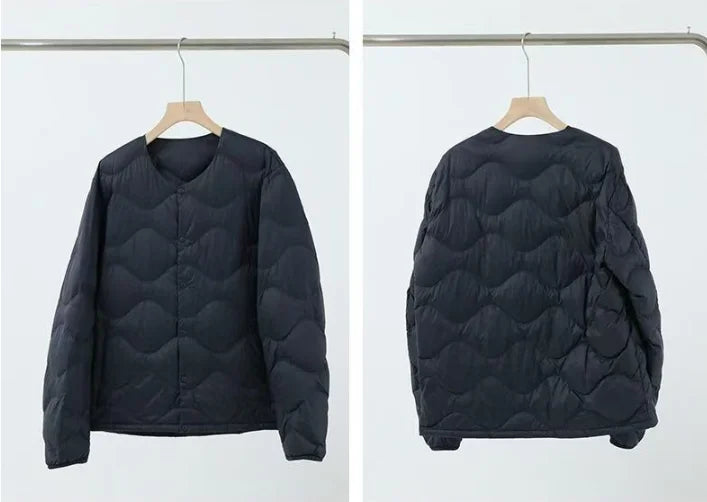 2025 Autumn and Winter Men's New Round Neck/v Collar Down Liner Jacket All-match Fashion Warm Men's Down Jacket Long Sleeve Coat
