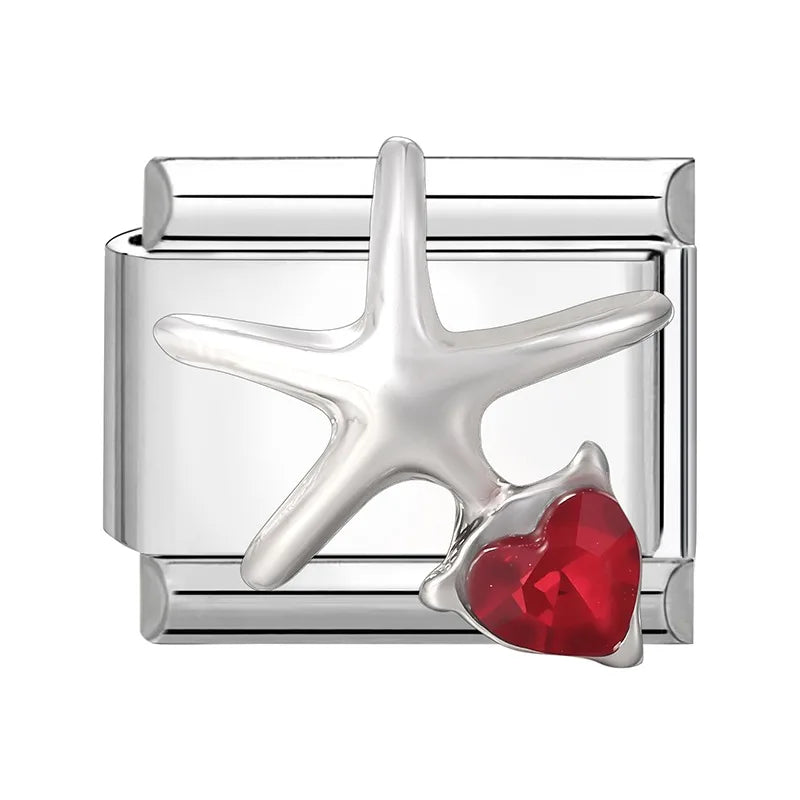 Zircon Star Heart Bow Moon Cherry Moon Italian Charm Links Fit 9mm Stainless Steel Bracelet Women Jewelry DIY Making Gifts