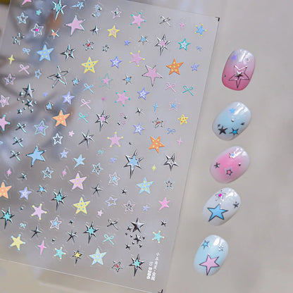 Exquisite Stars Love Garland Stickers Nail Art Decoration 5D Metal High Quality Dreamy Self Adhesive Nail Stickers 3D Decals DIY