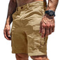 Men's Wear-Resistant Shorts Summer Beach Casual Cargo Short Pants Multi-Pocket Workwear Breathable Loose Straight Solid Shorts