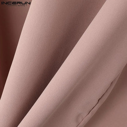 INCERUN Fashion New Men's Tops Backless Bow Design Shirt Sexy Casual Male Solid Comfortable Long Sleeved Lapel Blouse S-5XL 2025