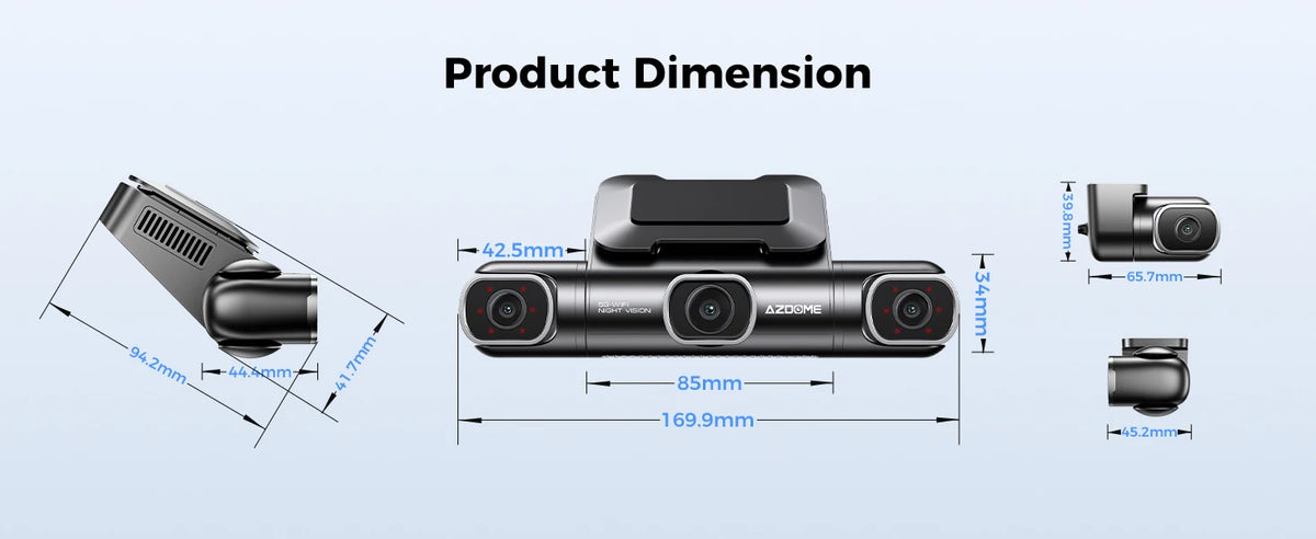 AZDOME Dash Cam M660 2.5K+3*1080P 4CH Car DVR GPS 5G Wifi Free 64GB Card Voice Control 24H Parking Monitor Super Night Visio