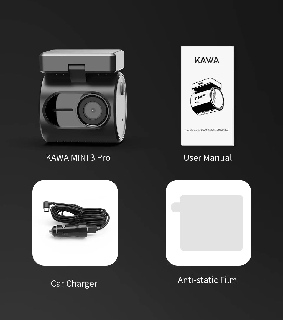 2K KAWA MINI 3 Pro Cameras for Car DVR Tiny Dash Cam 24 Parking Auto Video Recorder WiFi APP Voice Control Car dashcam