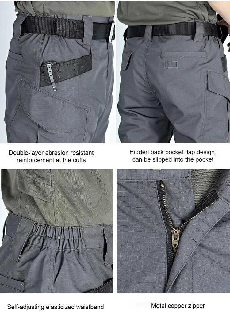 Men's Tactical Pants Outdoor Multi-functional Training Pants with Pockets Waterproof Quick-drying Cargo Pants
