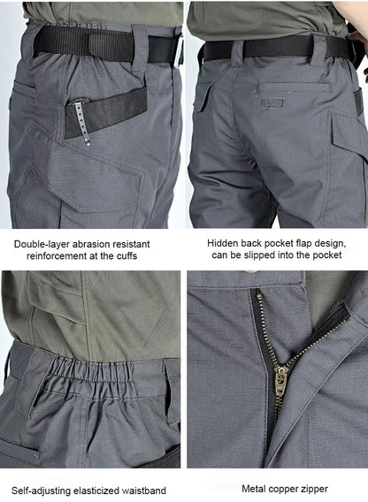 Men's Tactical Pants Outdoor Multi-functional Training Pants with Pockets Waterproof Quick-drying Cargo Pants