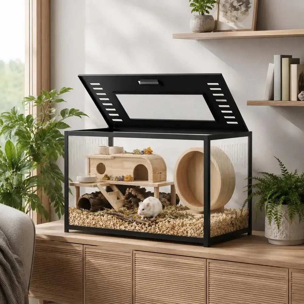 Hamster Cage 80 X 45 X 50 Cm with Deep Base and Two Access Openings for Digging Habitat Home Pet Small Animal House