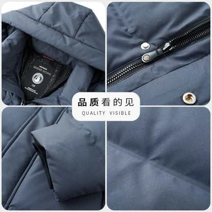Real 85% Goose Down Jacket Men 2025 Winter Warm Puffer Coat Luxury Hood Thermal Outdoor Jacket Goose Down Parkas Zipper Clothes