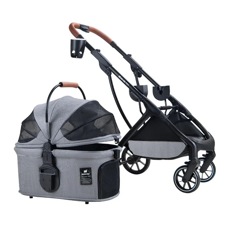 2026 New Dog Stroller Lightweight Foldable Separable Pet Cart, 21.5cm Large Wheel Safe Box for Cat Dog Outdoor Travel 강아지 유모차