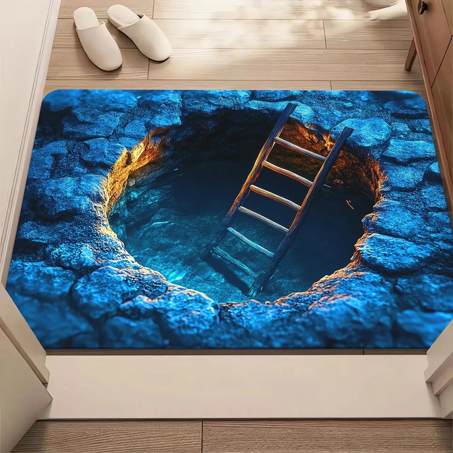 VIKAMA 2D Front Door Mat, Indoor And Outdoor Entrance Carpet, Floor Crack Illusion Carpet, Easy To Clean Carpet, Home Decoration
