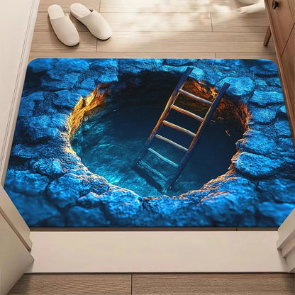 VIKAMA 2D Front Door Mat, Indoor And Outdoor Entrance Carpet, Floor Crack Illusion Carpet, Easy To Clean Carpet, Home Decoration