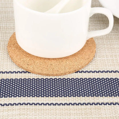 10PCS Cup Mat Natural Round Wooden Pad Durable Non-Slip Cork Coaster Tea Coffee Mug Drinks Holder for Table Decor DIY Tableware