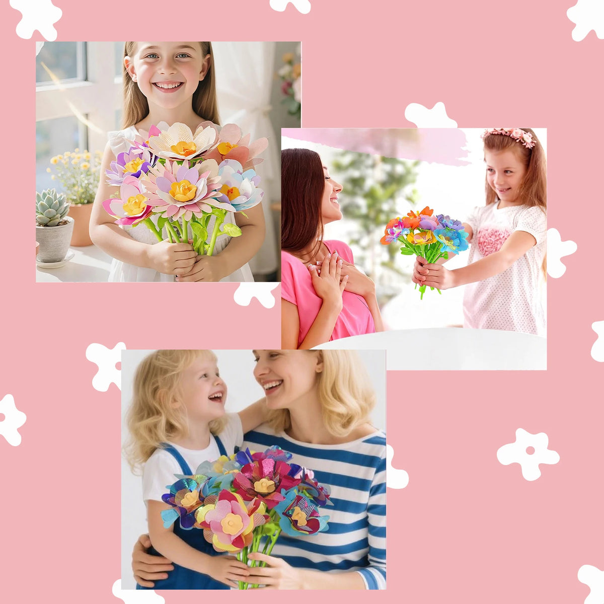 DIY Flower Bouquet Kit Educational Crafts Set for Kids,DIY Flower Arrangement Children's Toy Make Own Gift for Birthday Holiday