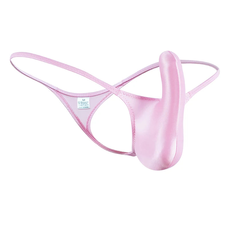YAULAANG Sexy men's gloss gay underwear oily G-Strings thong Shiny low-waisted High Elasticity mens lingerie