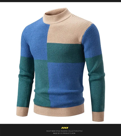 New Autumn and Winter Casual Warm Neck Sweater Knit Pullover Tops  Man Clothes