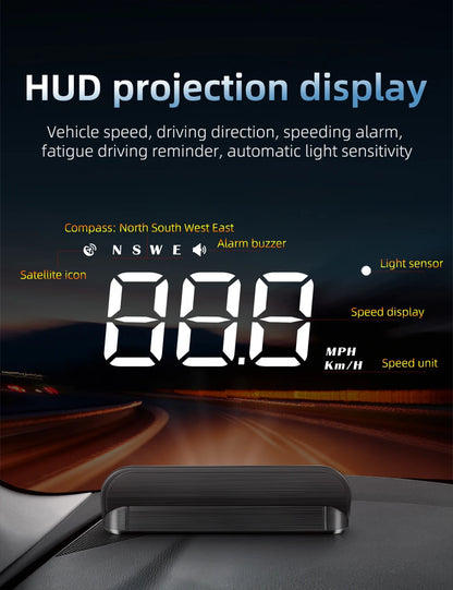 M3 HUD Obd2 Display On-board Computer Car Head-up display Windshield Big Font projection E-OBD and GPS Suitable for All Cars M1