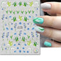 3d Nails Art Decals Spring Fruits Pink Full Tips Peony Magnolia Flowers Adhesive Sliders Stickers Decoration For Nails Manicure
