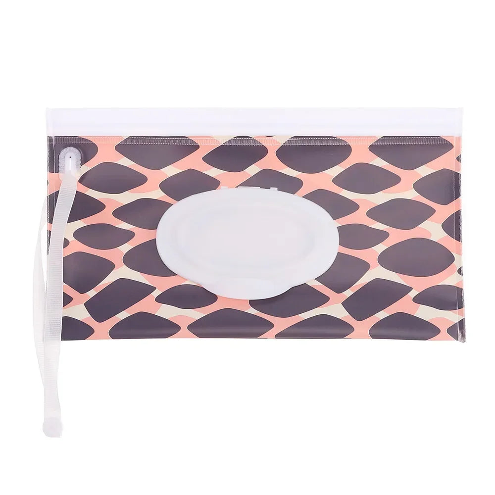 Cute EVA Baby Wet Wipe Pouch Wipes Holder Case Flip Cover Snap-Strap Reusable Refillable Wet Wipe Bag Outdoor Home Tissue Box