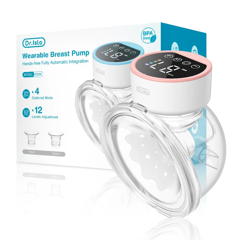 MAMIJOY Wearable Electric Breast Pumps 4 Modes 12 Levels Portable Hands Free Breast Pump Silent Comfort With 19/24mm Flange EB26