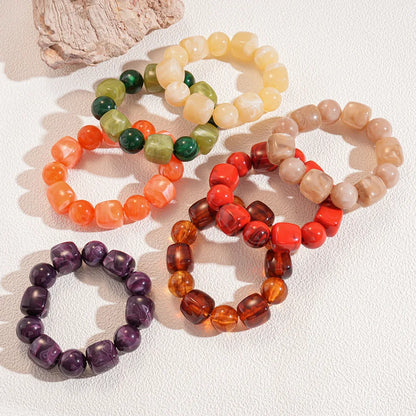Acrylic Irregular Square Round Beaded Bracelet Bangle for Women Imitation Stone Chain Bracelet Hand Accessories Couple Gifts K