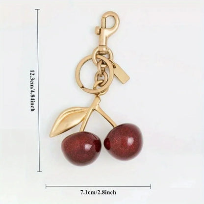 Cherry Bag Charm Women Key Rings keychain Retro-Cool Cherry Motif In Glittery Resin Clip it To Favorite Bag Set of Keys For