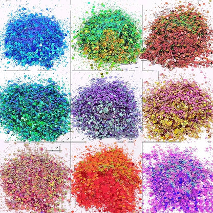 5g/BagGlitter Chameleon Nail Flakes Iridescent Chameleon Nail Powder Holographic Laser Colorful Nail Sequins 120 Colors Mix Size