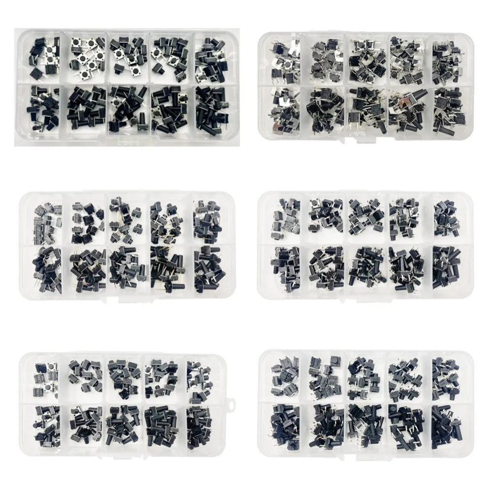 10 Models =100Pcs 6*6 Light Micro Touch Switch Set Push Button Switch Kit Height: 6*6*4.3MM~13MM  DIP SMD 2P/4P 6x6 Keys Tact