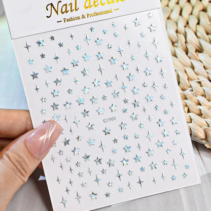 3D Metal Silver Flame Nails Stickers Gold Bronzing Stripe Lines Sliders Design Manicure French Nail Art Decoration Decal #Y2K