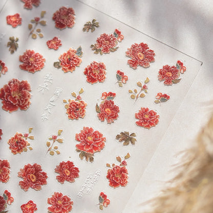 White Flower Petal Cherry Blossom Peach Blossom Falling Petal Floral Gradient 5D Self Adhesive Nail Art Sticker Manicure Decals